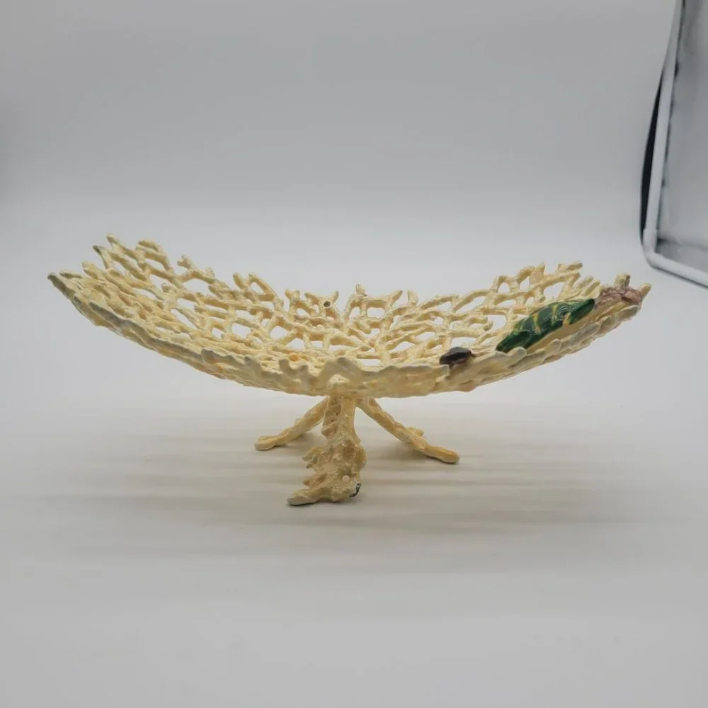 Kubla Craft - Shell Sculpture‎ & Enamel Coral Plate - Sea Turtle